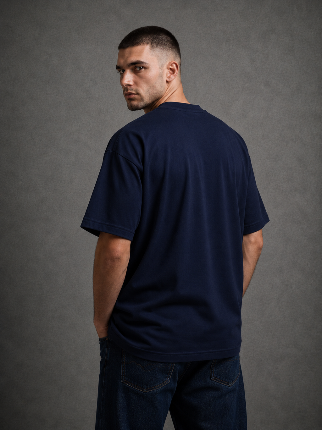 Oversized T-Shirt – Navy Blue | 250 GSM Premium Cotton