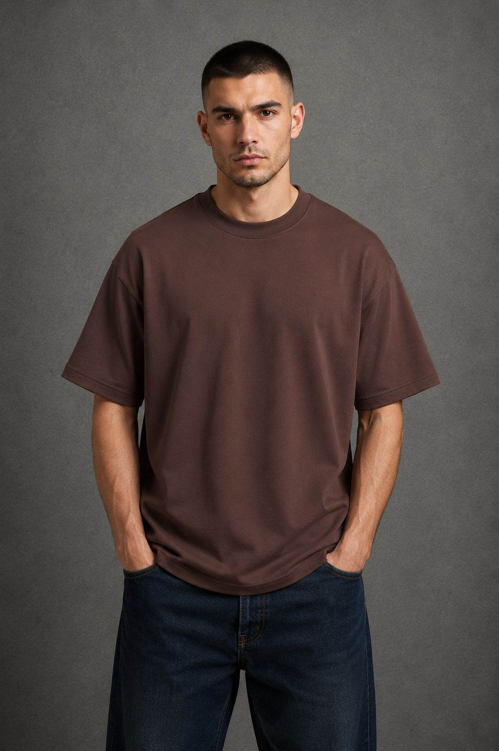 Oversized T-Shirt – Brown | 250 GSM Premium Cotton