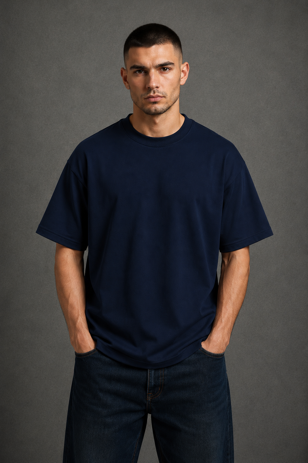 Oversized T-Shirt – Navy Blue | 250 GSM Premium Cotton